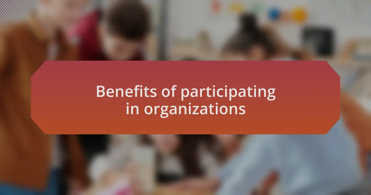 Benefits of participating in organizations