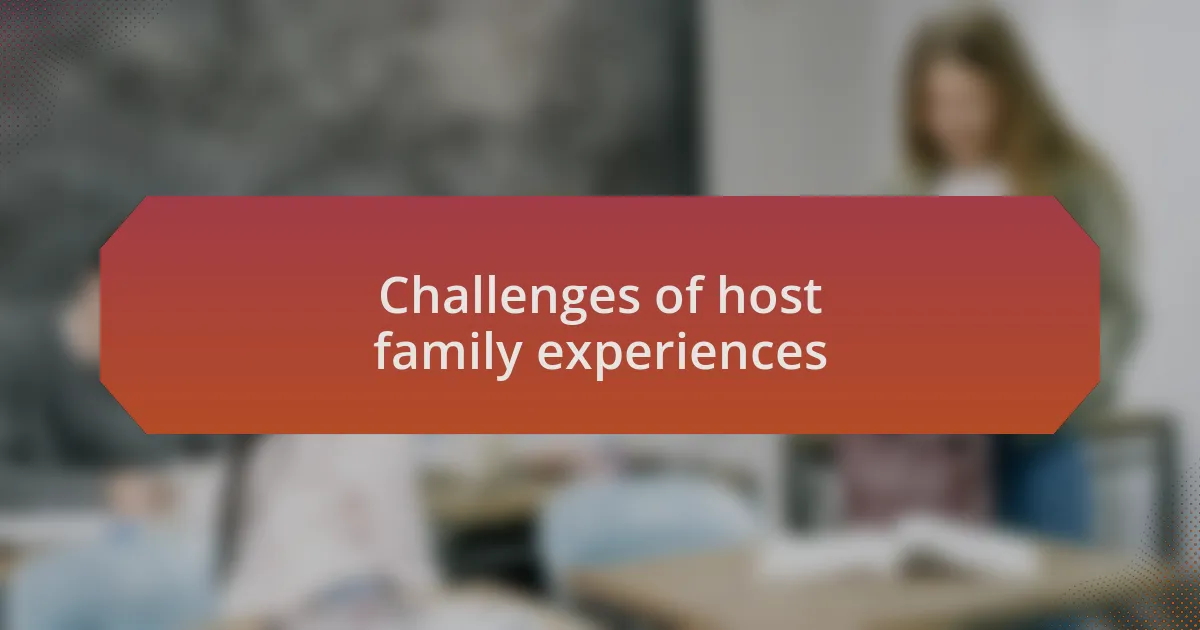 Challenges of host family experiences