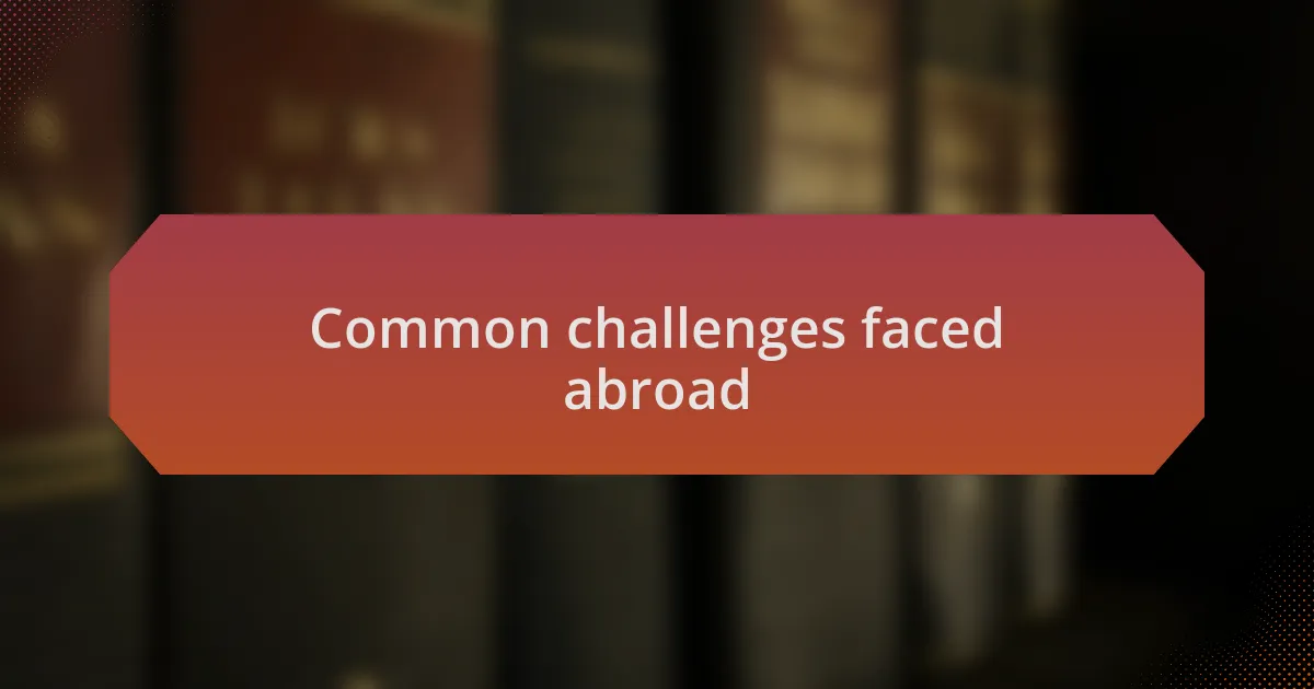 Common challenges faced abroad