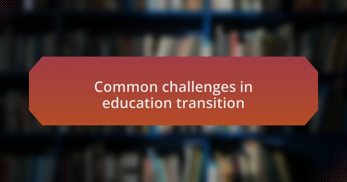 Common challenges in education transition