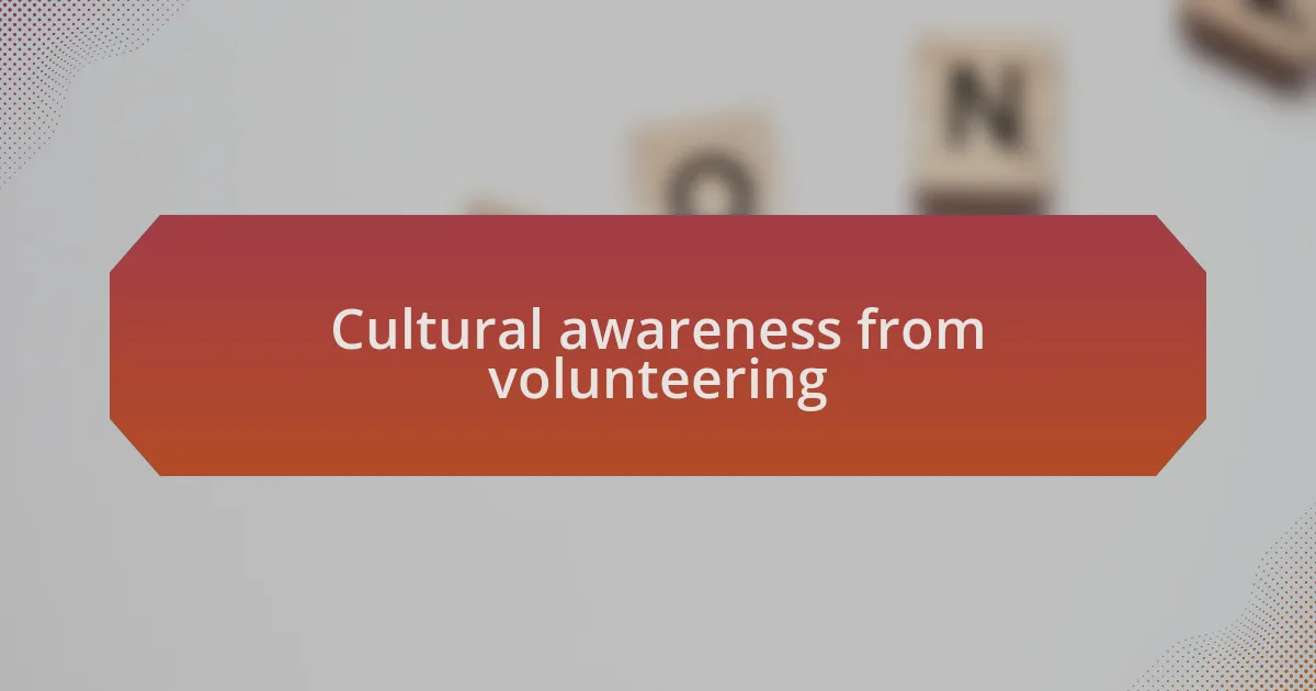 Cultural awareness from volunteering