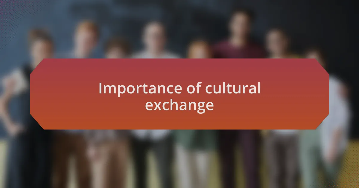 Importance of cultural exchange