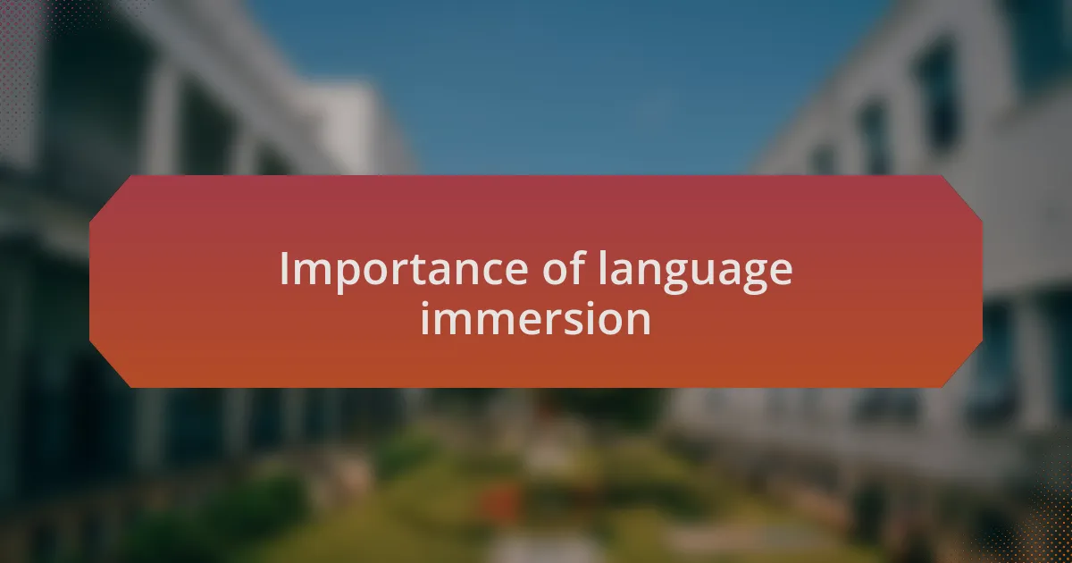 Importance of language immersion