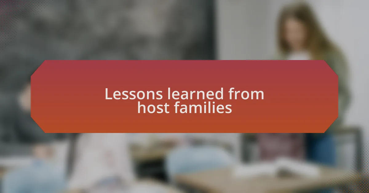 Lessons learned from host families