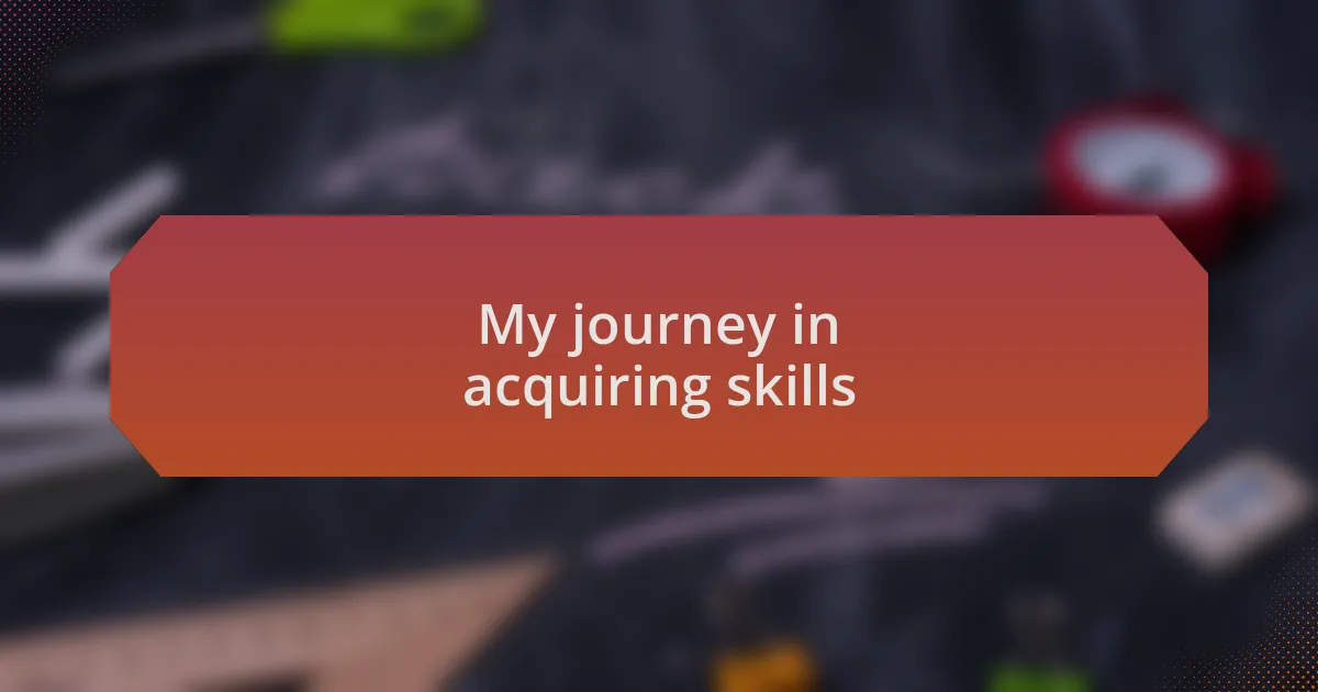 My journey in acquiring skills