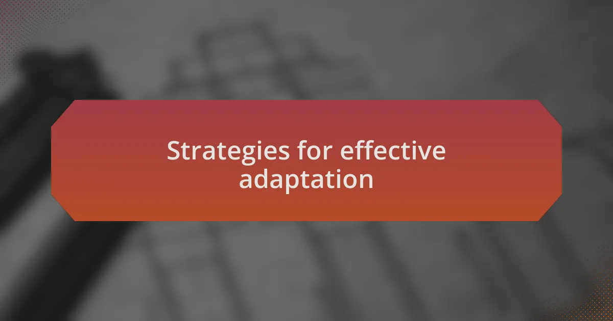 Strategies for effective adaptation