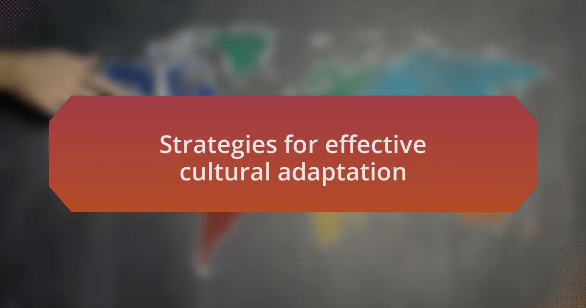 Strategies for effective cultural adaptation
