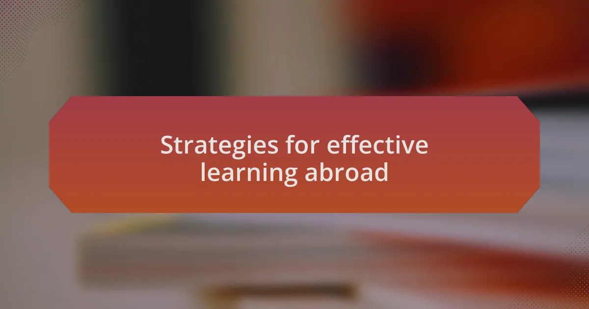 Strategies for effective learning abroad