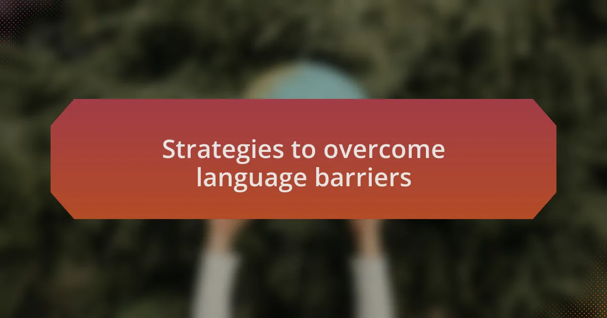 Strategies to overcome language barriers