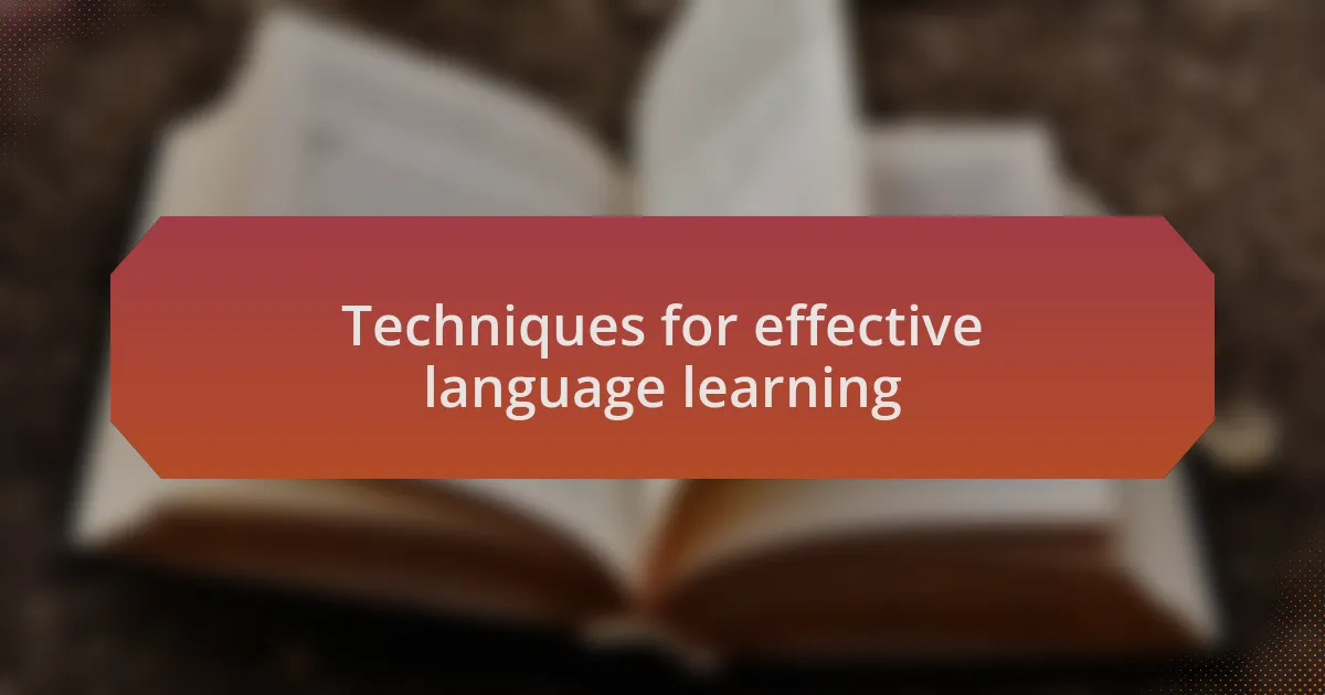 Techniques for effective language learning
