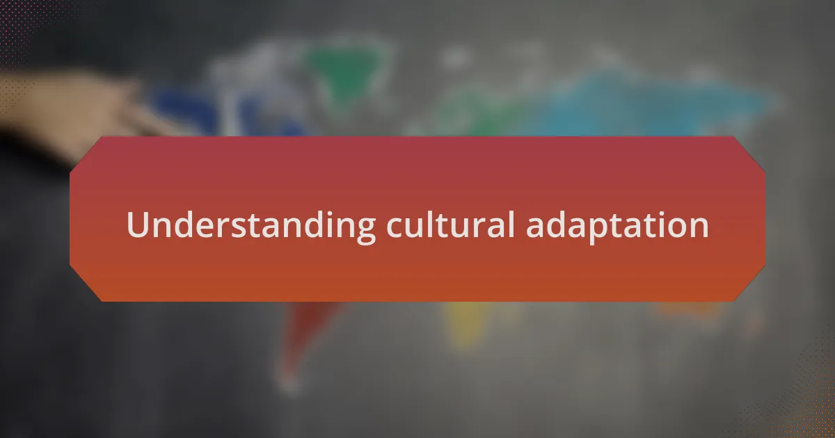 Understanding cultural adaptation