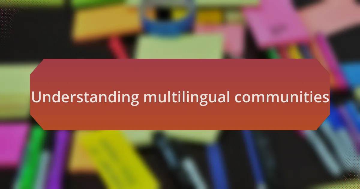 Understanding multilingual communities